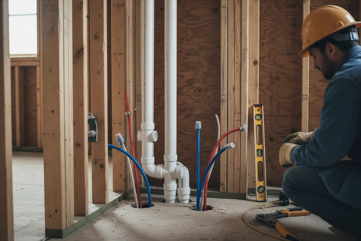 Drain and supply rough-in during Drain Cleaning in Saint Marys