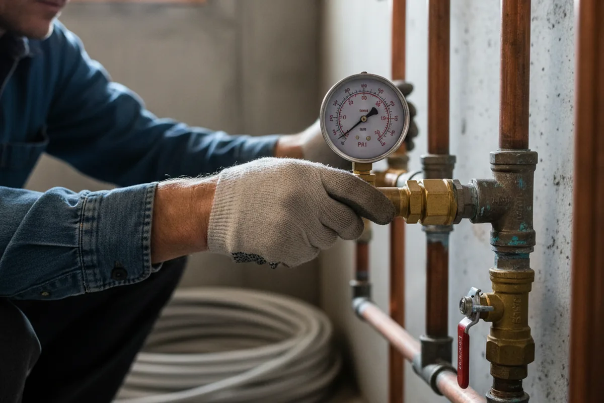 Pressure testing a repaired line during Water Line Repair in Saint Marys